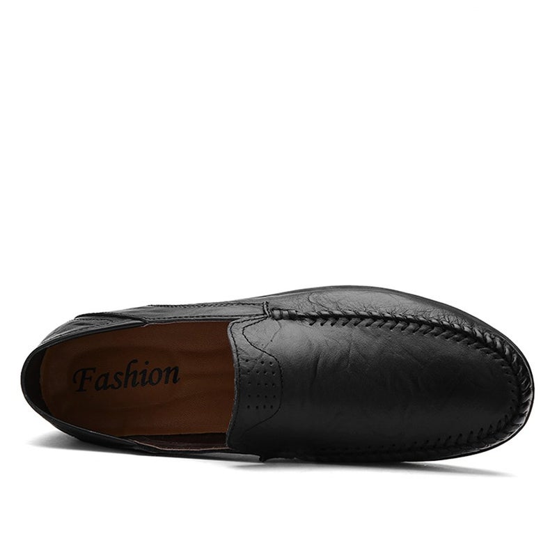 Go Tour Men's Premium Genuine Leather Casual Slip On Loafers Breathable Driving Shoes Fashion Slipper Black 11/47 - Image 3